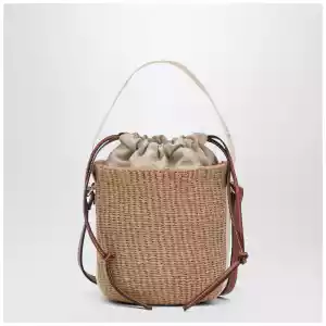 Chloé Small Woody raffia bucket bag