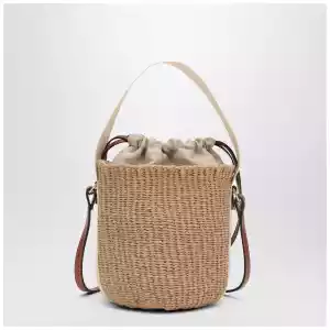 Chloé Small Woody raffia bucket bag