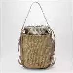 Chloé Small Woody bucket bag in raffia