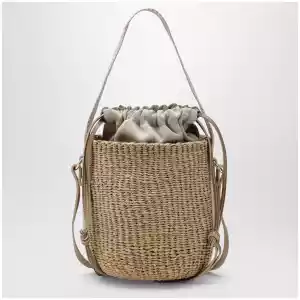 Chloé Small Woody bucket bag in raffia