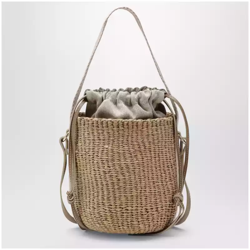 Chloé Small Woody bucket bag in raffia