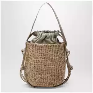 Chloé Small Woody bucket bag in raffia
