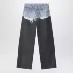 Acne Studios Trompe-l'oeil jeans in blue/pinstrike pattern