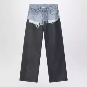Acne Studios Trompe-l'oeil jeans in blue/pinstrike pattern