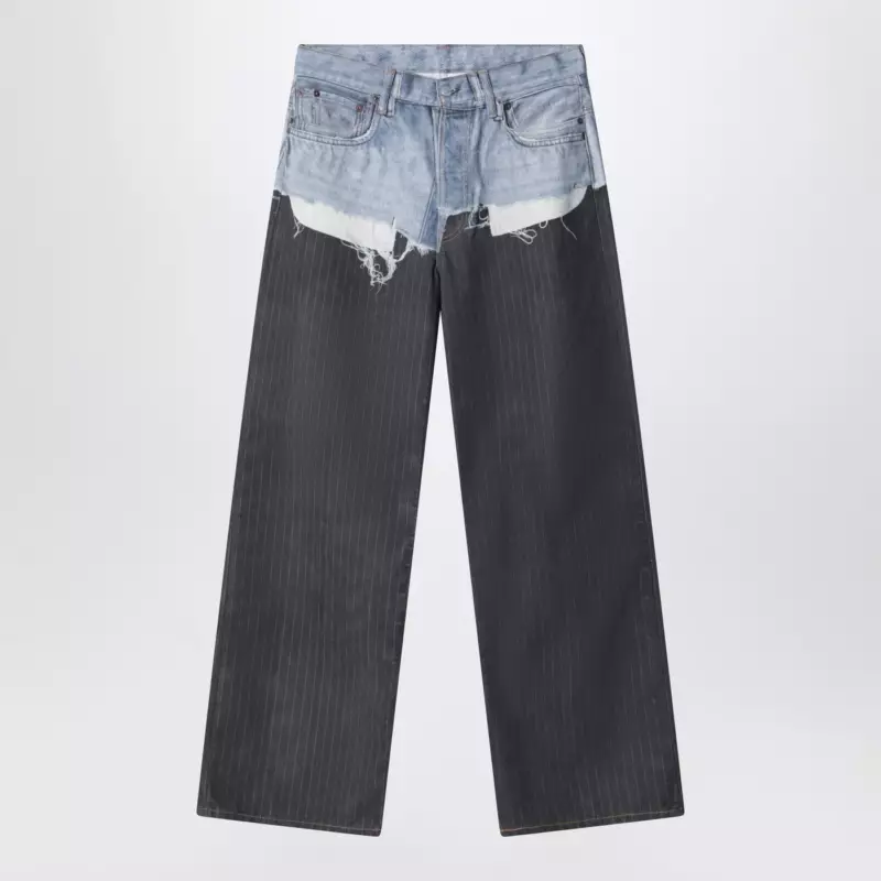 Acne Studios Trompe-l'oeil jeans in blue/pinstrike pattern