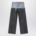 Acne Studios Trompe-l'oeil jeans in blue/pinstrike pattern