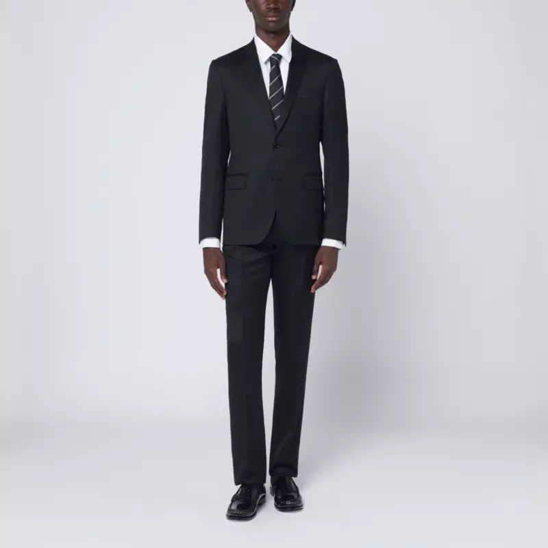 Lardini Black single-breasted wool suit