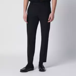 PT Torino Black wool-blend trousers