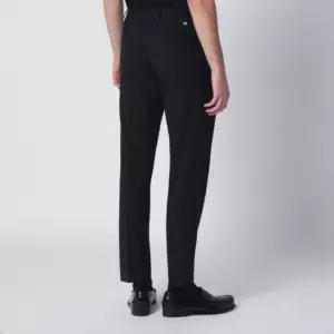 PT Torino Black wool-blend trousers