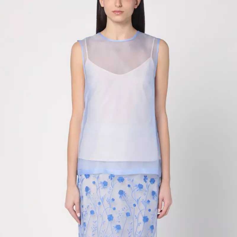 P.A.R.O.S.H. Sky blue tank top in silk