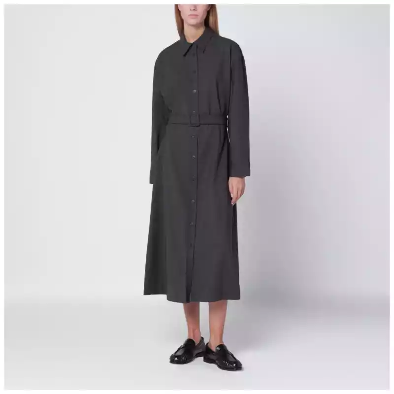 P.A.R.O.S.H. Anthracite grey belted shirt dress