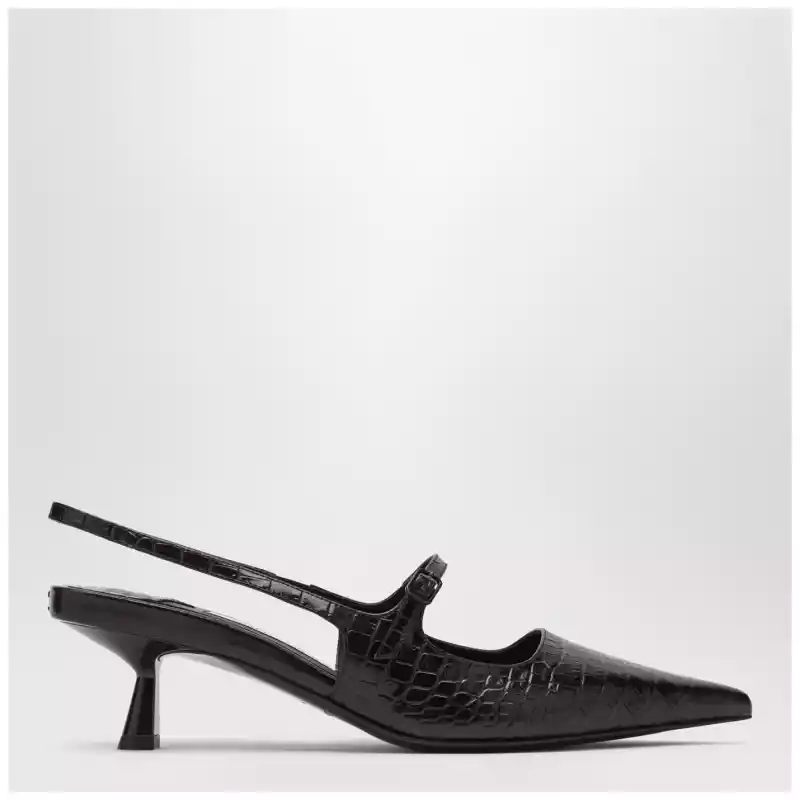 Jimmy Choo Didi 45 brown crocodile effect neckline