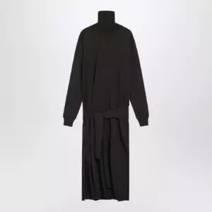 LEMAIRE Brown trompe-l'oeil wool-blend dress