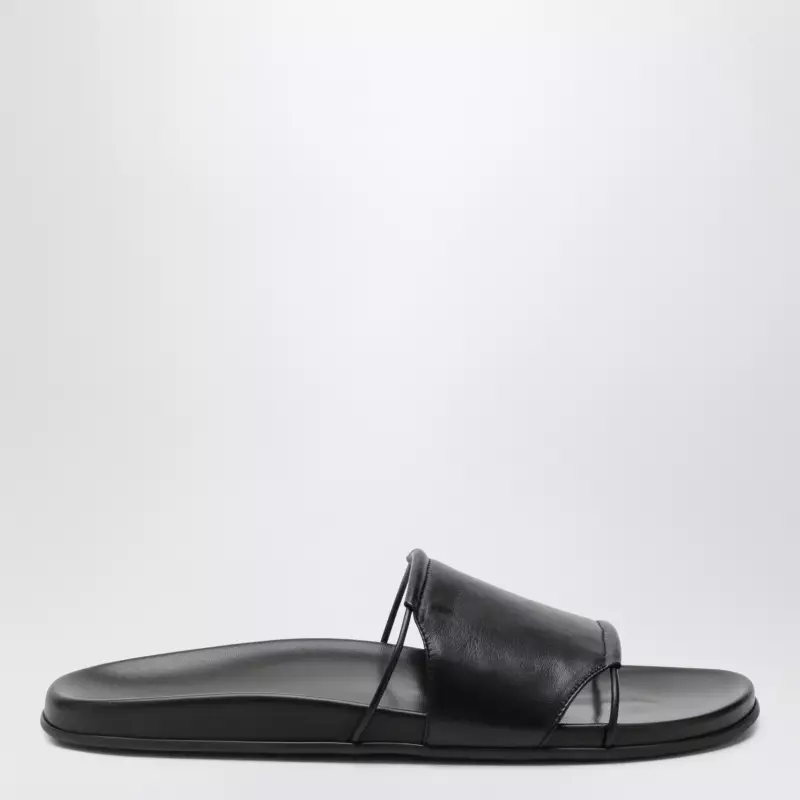 The Row Vivienne Slide sandals in black nappa