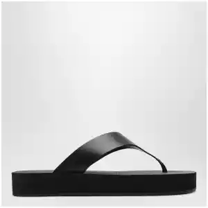 The Row Black Dune leather flip-flops
