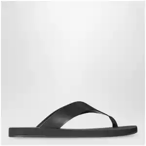 The Row Black Dune leather flip-flops