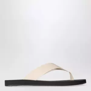 The Row Ginza calfskin leather thong sandal in ivory/black