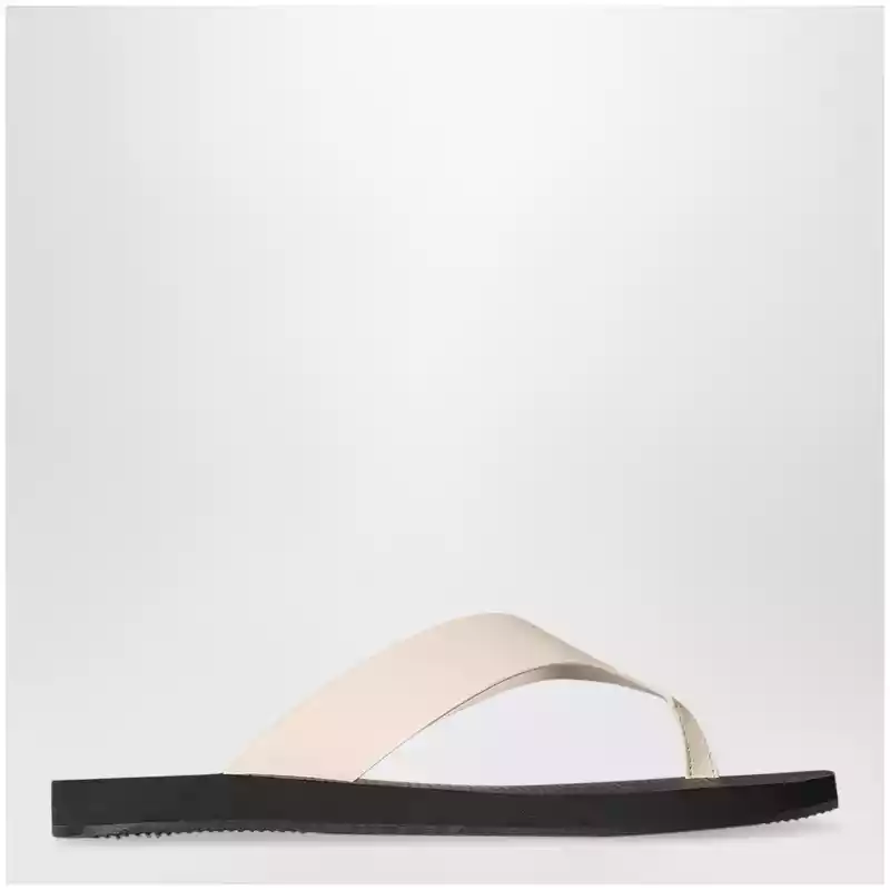 The Row Ginza calfskin leather thong sandal in ivory/black