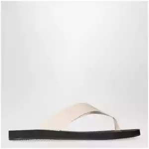 The Row Ginza calfskin leather thong sandal in ivory/black