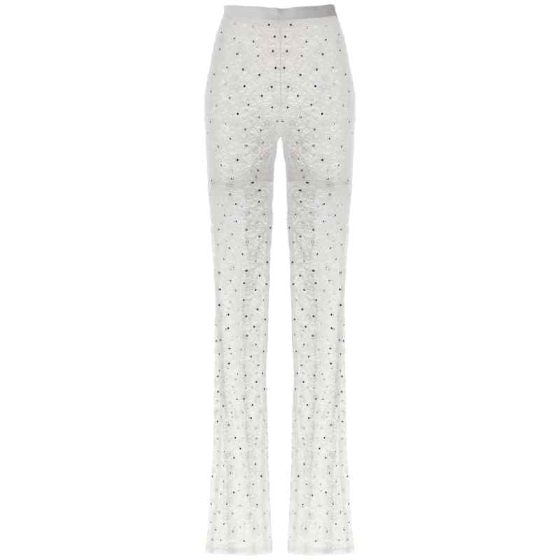 Alessandra Rich Rhinestone Lace Leggings