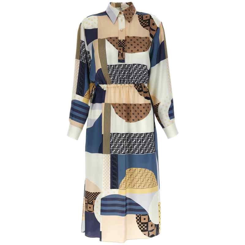 Fendi Patchwork Silk Dress