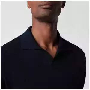 Tagliatore Blue openwork cotton polo shirt