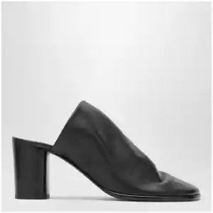 LEMAIRE Brown lambskin mules with block heel