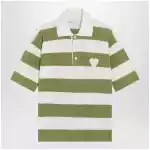 Ami Paris Ami de Coeur striped cotton knit polo shirt