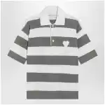 Ami Paris Ami de Coeur striped cotton knit polo shirt