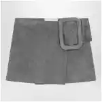 Ami Paris Grey suede mini skirt with large buckle belt