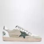 Golden Goose Ballstar sneakers in white and green with vintage effect
