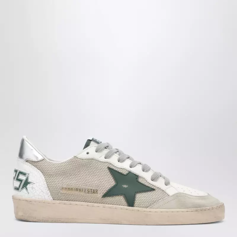 Golden Goose Ballstar sneakers in white and green with vintage effect