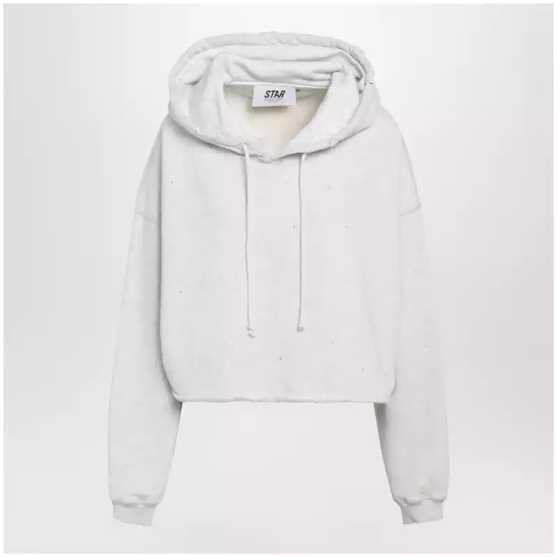 Golden Goose Star sweatshirt with crystal embroidery in grey cotton