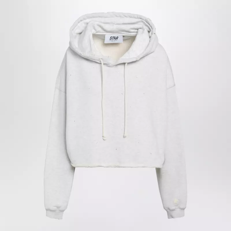 Golden Goose Star sweatshirt with crystal embroidery in grey cotton