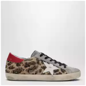 Golden Goose Super-star sneakers in leopard-print pony hair