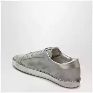 Golden Goose Super-Star taupe grey/glitter suede sneakers
