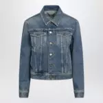 Golden Goose Blue denim jacket with classic collar and logo buttons