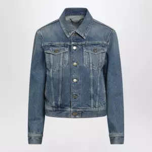 Golden Goose Blue denim jacket with classic collar and logo buttons