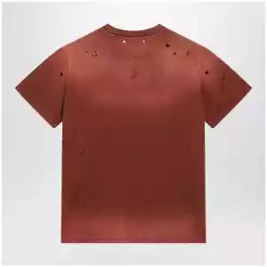 Golden Goose Rust-colored cotton T-shirt with floral print