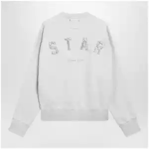Golden Goose Women's Star cropped oversized cotton hoodie in grey