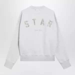 Golden Goose Women's Star cropped oversized cotton hoodie in grey