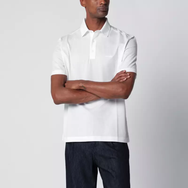 ZEGNA White cotton piqué polo shirt