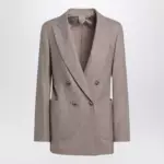 Max Mara Double-breasted cashmere jacket in dove color