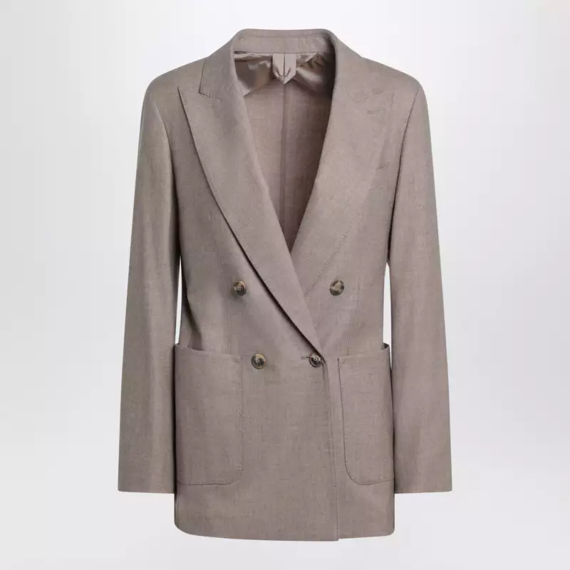 Max Mara Double-breasted cashmere jacket in dove color