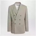 Ami Paris Beige double-breasted virgin wool gabardine jacket