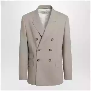 Ami Paris Beige double-breasted virgin wool gabardine jacket