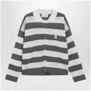 Ami Paris Ami de Coeur striped cotton knit cardigan