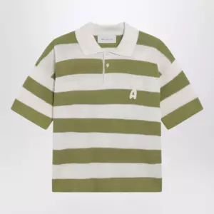 Ami Paris Ami de Coeur striped cotton knit polo shirt