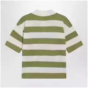 Ami Paris Ami de Coeur striped cotton knit polo shirt