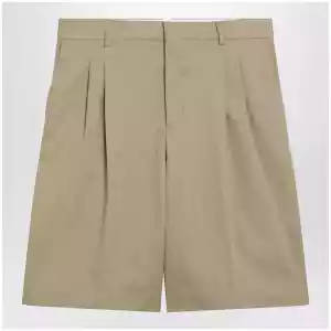 Ami Paris Beige pleated bermuda shorts in cotton